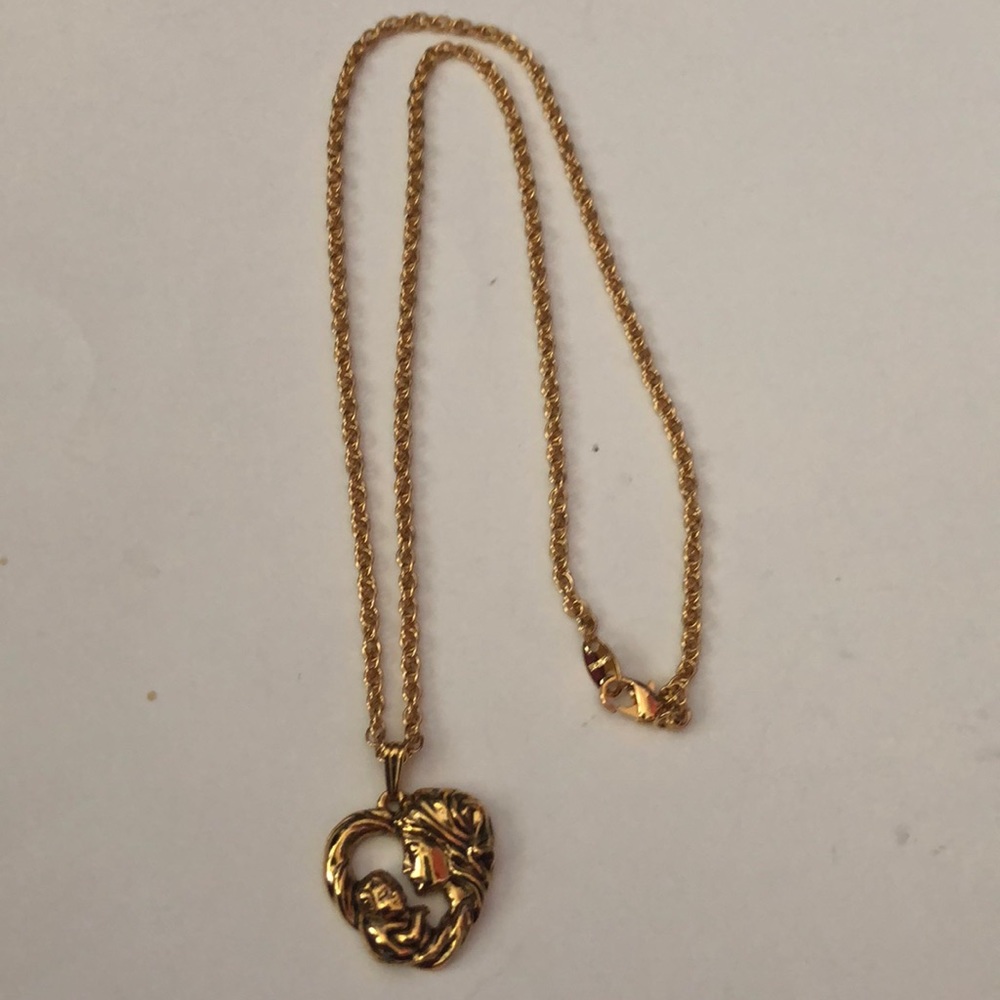 vintage Avon Golden Mother And Child Heart